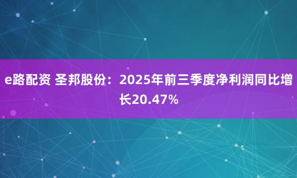 e路配资 圣邦股份：2025年前三季度净利润同比增长20.47%