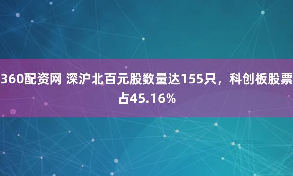 360配资网 深沪北百元股数量达155只，科创板股票占45.16%